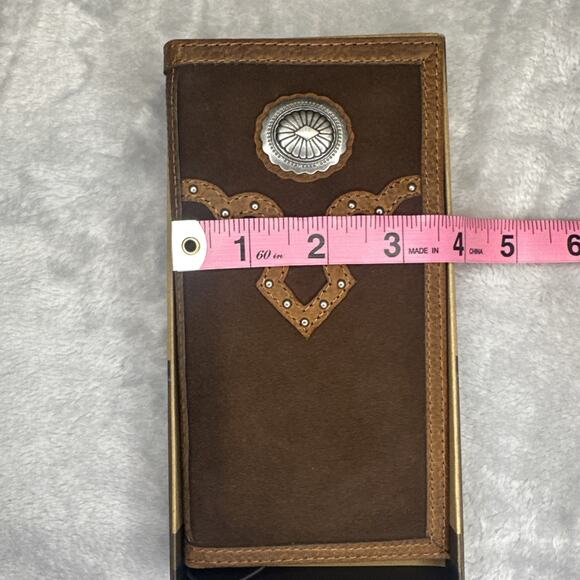 Justin Men's Rodeo Wallet Brown Suede Genuine Leather RFID Checkbook Western - Picture 6 of 9